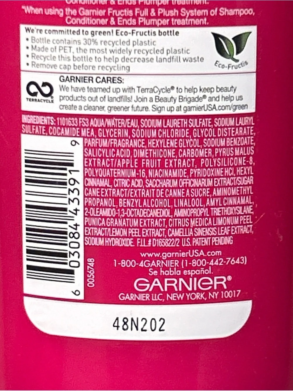 X5 Garnier Fructis Full & Plush Fortifying Shampoo for Fuller Thicker Hair 13oz